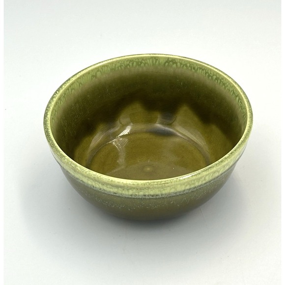 Unmarked Other - Vtg Pottery Bowl Dish Green Drip Glaze 4.75" D Made in USA Retro Neutral Artsy